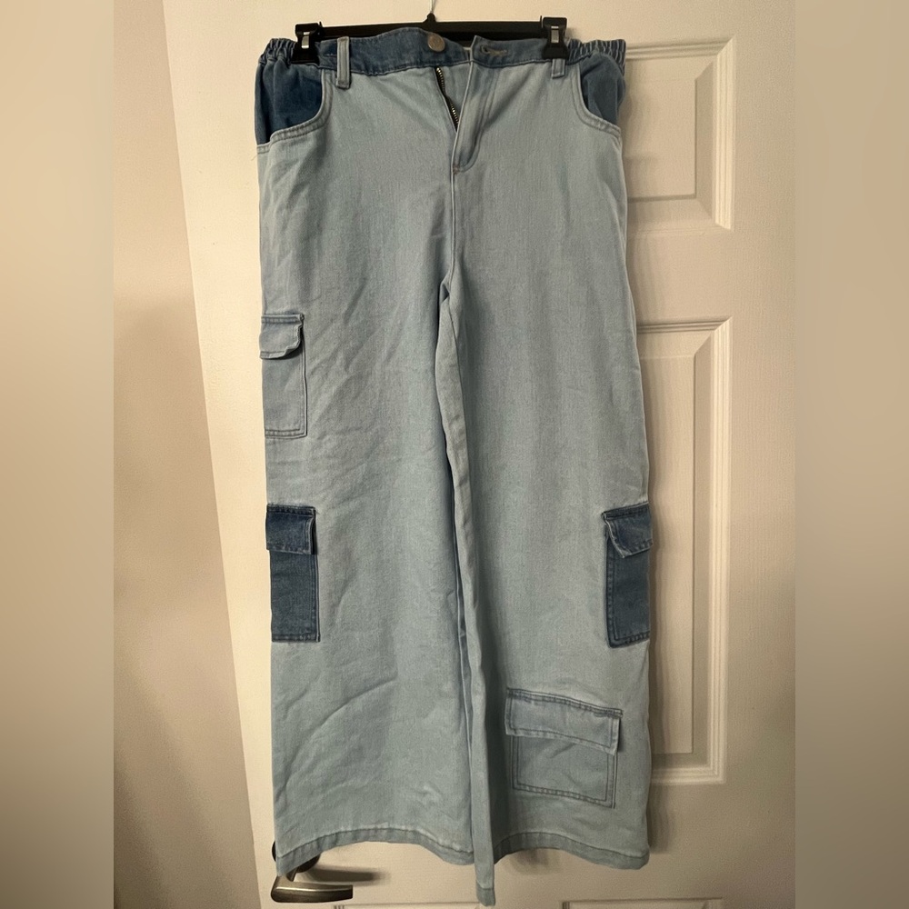 Justice Blue Cargo Jeans 14/16 Plus